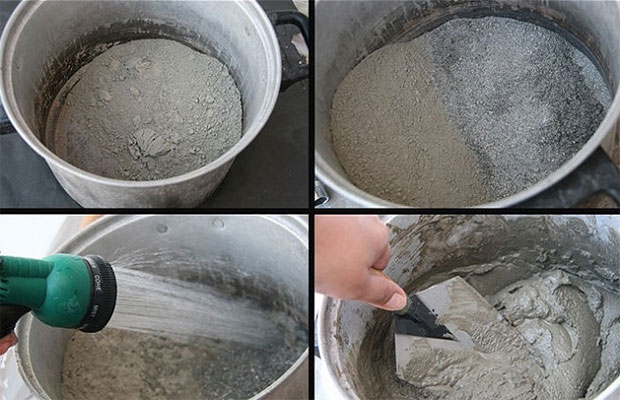 Цементно-песчаная смесь состоит из трех компонентов: воды, наполнителя и вяжущего вещества