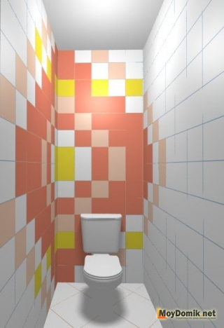 Интерьер туалета с контрастным оформлением