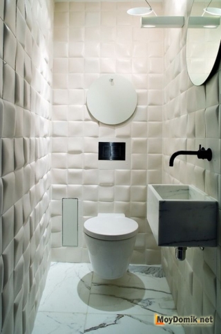 Дизайн интерьера туалета с декоративными 3D панелями