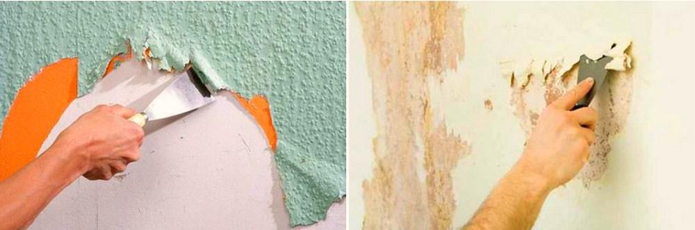 Перед поклейкой обоев на стены с масляной краской следует очень хорошо очистить стены от старого покрытия