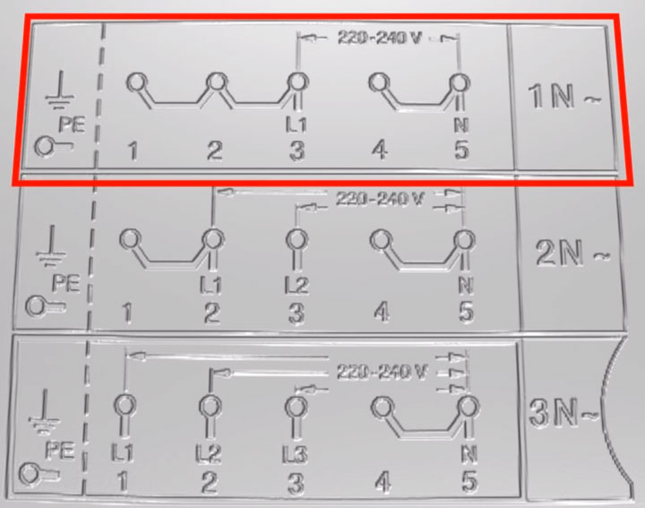схема подключения клемм однофазная для варочной панели bosch