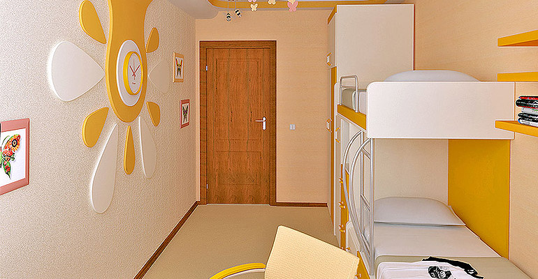 оранжевый стиль детской комнаты
