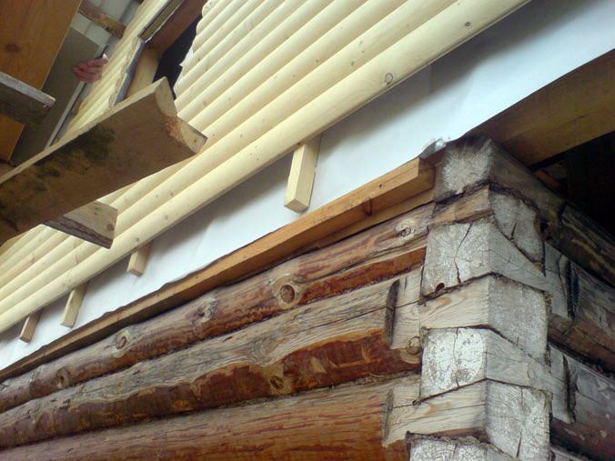 фото Крепление блок-хауса на деревянный дом