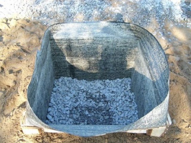 Котлован под печной фундамент с песчано-гравийной "подушкой"